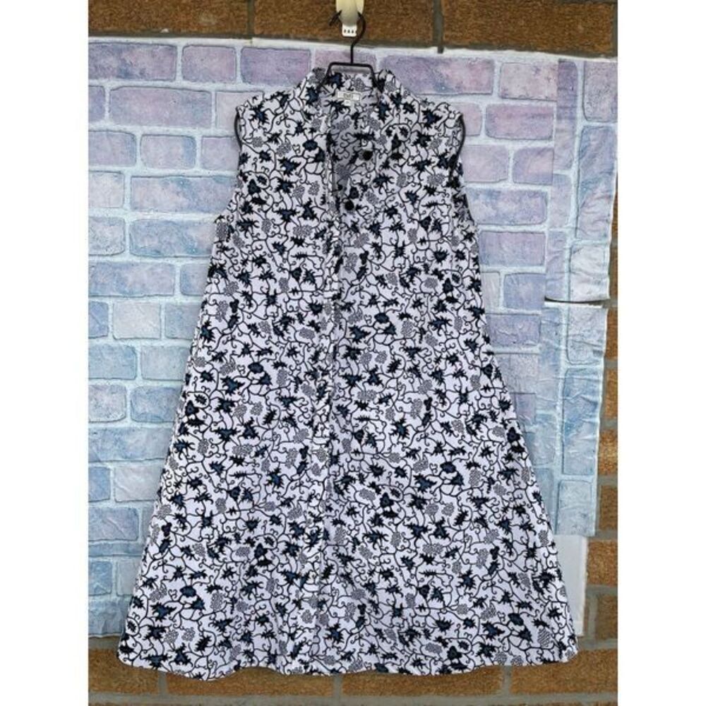 ZURI Kenya Just One Dress in indigo wax print Cotton Button Down Shirtdress XS